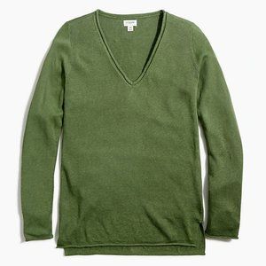 J. Crew linen-blend beach sweater in faded moss sm